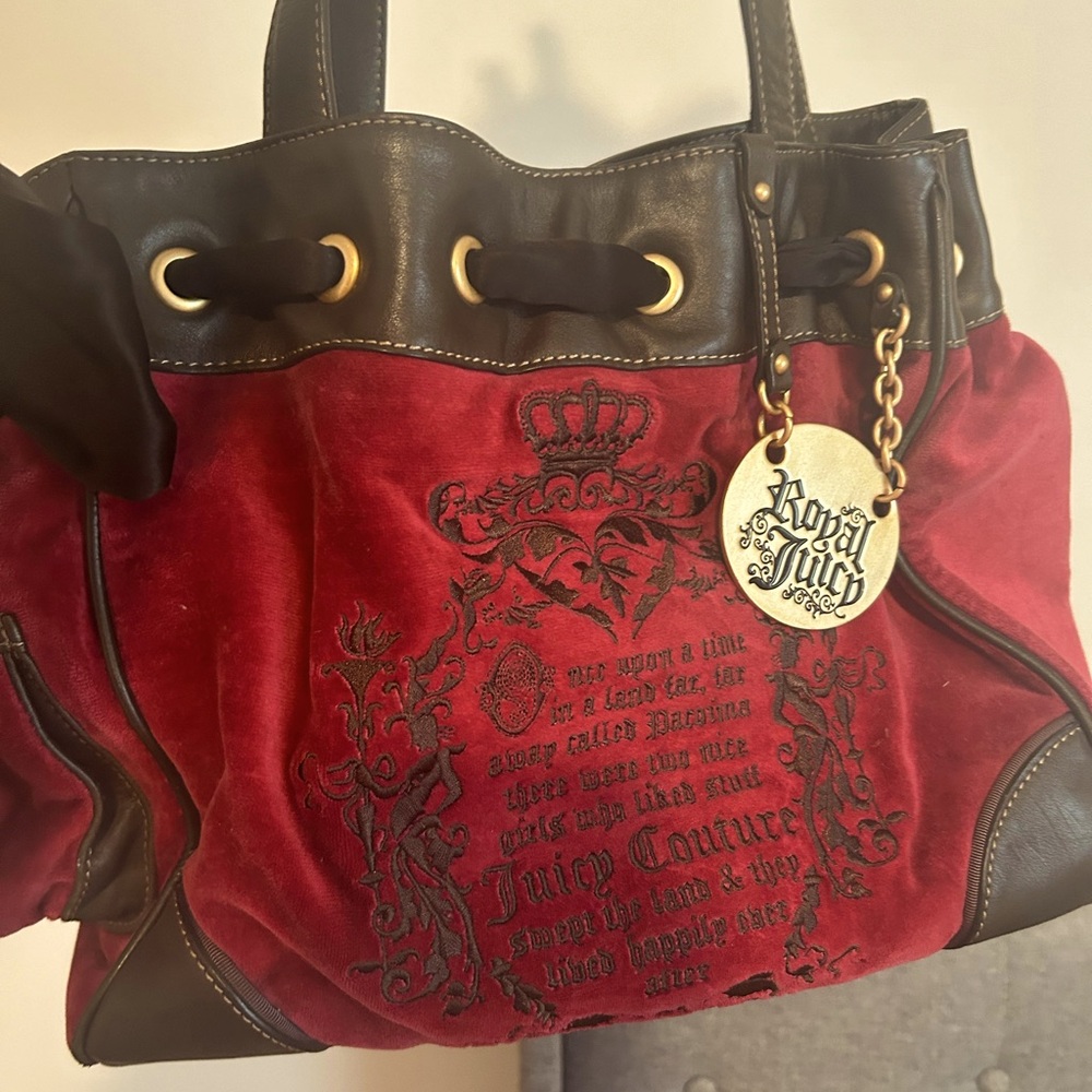 Juicy couture velour maroon velvet vintage purse. New, rare, hard to find bag.